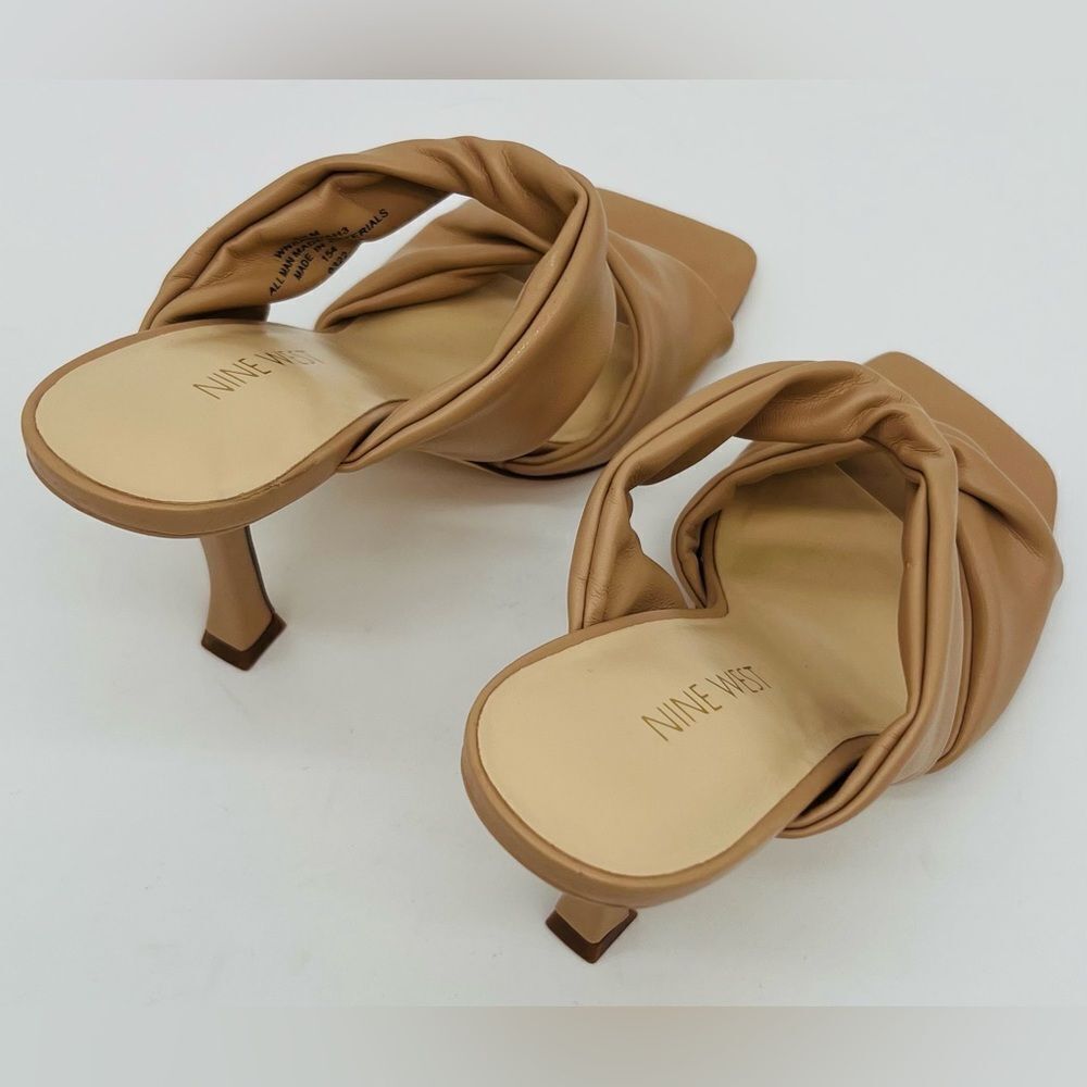 New! NINE WEST Women’s Sashah 3 Heeled Dress Sandals Light Natural - Picture 12 of 16